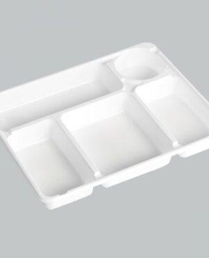 Plateaux Repas Jetables Blanc 5 Compartiments 50 Plateaux