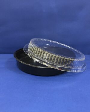 90 Assiettes Noires pour Salades avec Couvercles Transparents