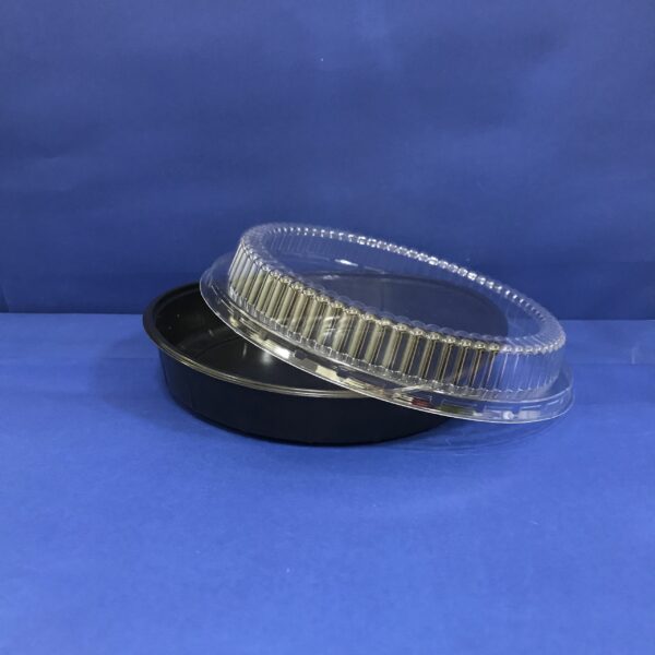 90 Assiettes Noires pour Salades avec Couvercles Transparents