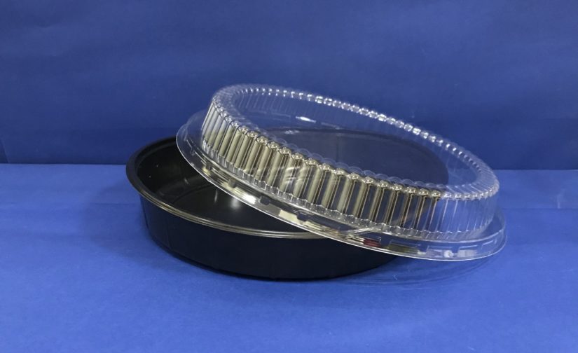 90 Assiettes Noires pour Salades avec Couvercles Transparents