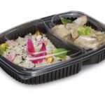 Marmipack Noirs 900 mls 2 compartiments avec Couvercles 25 pieces