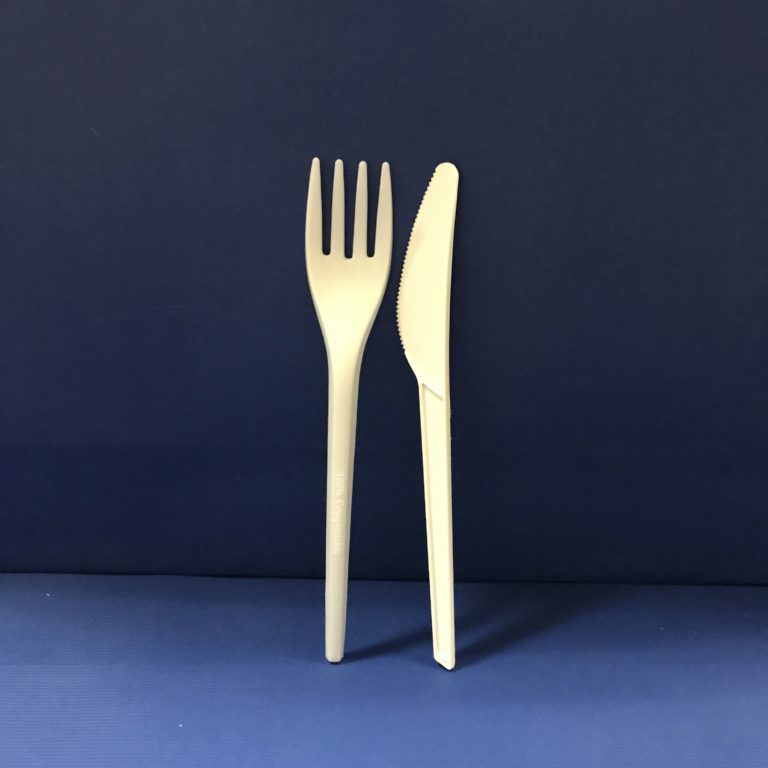 25 Sachet Couverts 2 Pièces Fourchettes+Couteaux Bio en PLA 17 cm