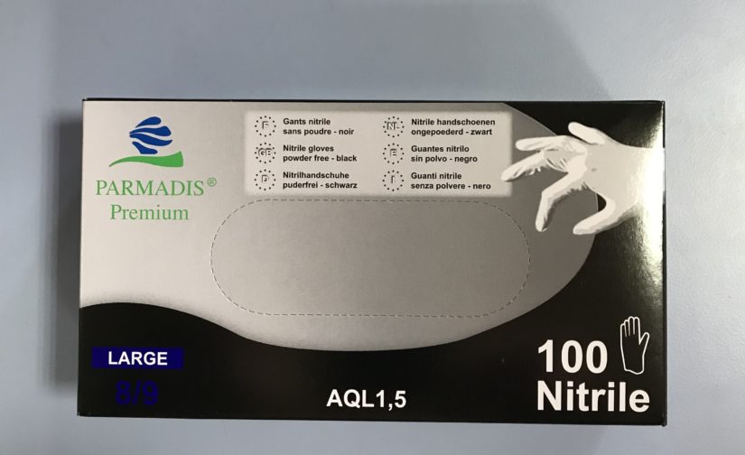 Gants Nitrile Noirs Non-Poudree Taille 8-9/Large 100 Gants