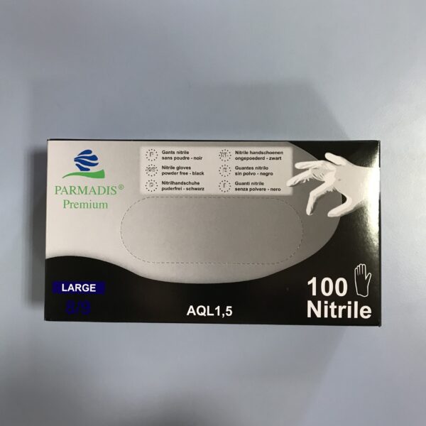 Gants Nitrile Noirs Non-Poudree Taille 8-9/Large 100 Gants