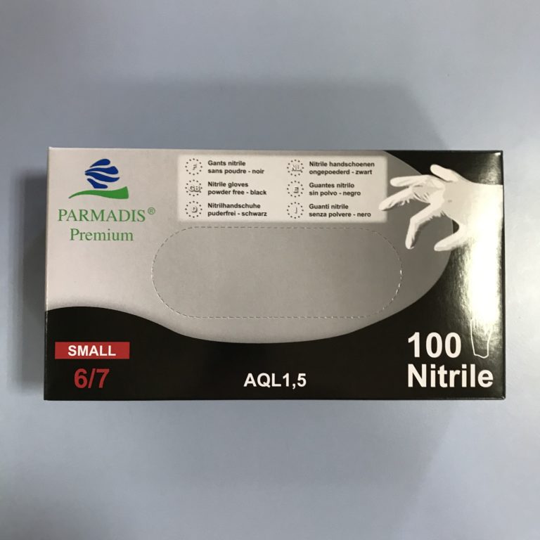 Gants Nitrile Noirs Non-poudree  Taille 6-7/Small 100 Gants