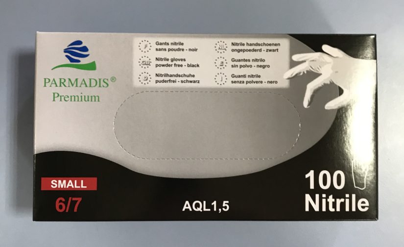 Gants Nitrile Noirs Non-poudree  Taille 6-7/Small 100 Gants