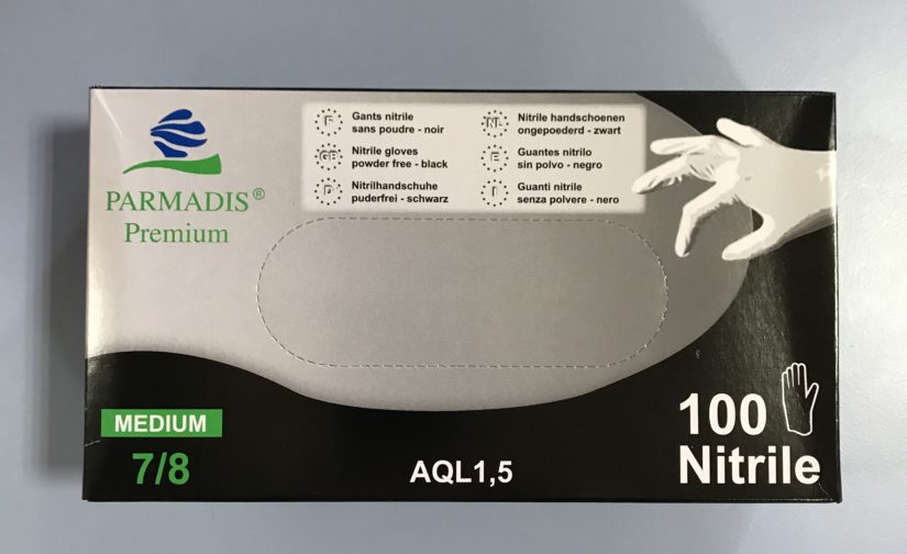Gants Nitrile Noirs Non-Poudree Taille 7-8/Médium 100 Gants