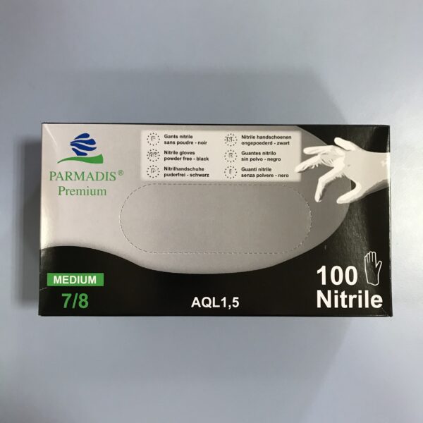 Gants Nitrile Noirs Non-Poudree Taille 7-8/Médium 100 Gants
