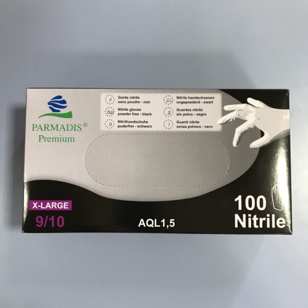 Gants Nitrile Noirs Non-Poudree Taille 9-10/X-Large 100 Gants