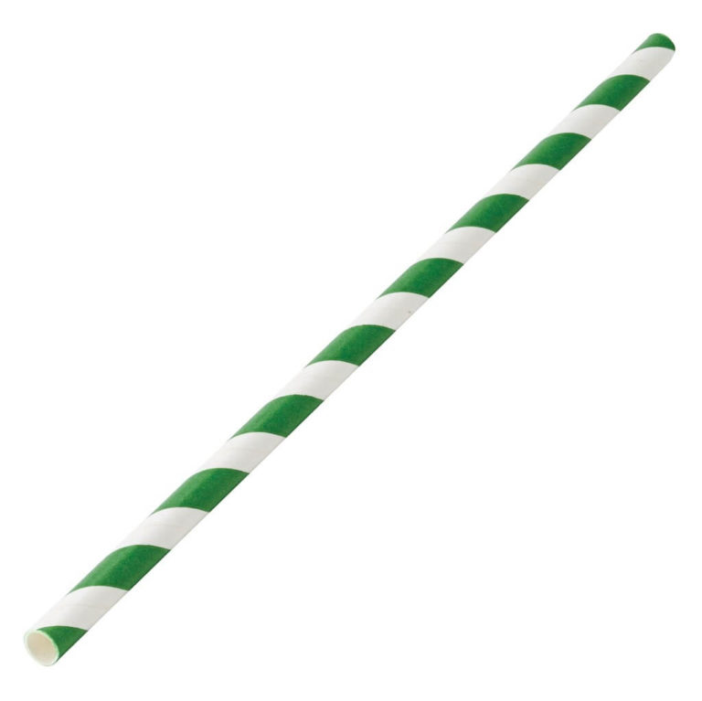 Pailles en Papiers Compostable Vert-Blanc 250 Pailles