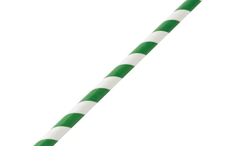 Pailles en Papiers Compostable Vert-Blanc 250 Pailles - Image 2