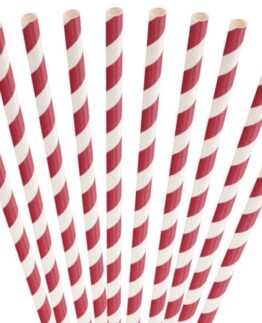Pailles en Papiers Compostable Rouge-Blanc 250 Pailles