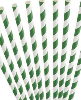 Pailles en Papiers Compostable Vert-Blanc 250 Pailles