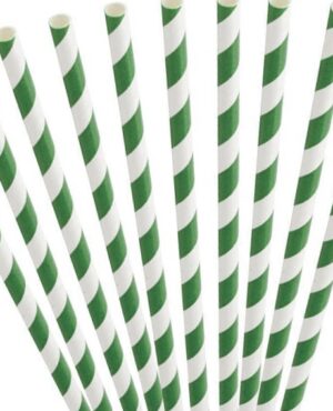 Pailles en Papiers Compostable Vert-Blanc 250 Pailles