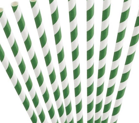 Pailles en Papiers Compostable Vert-Blanc 250 Pailles
