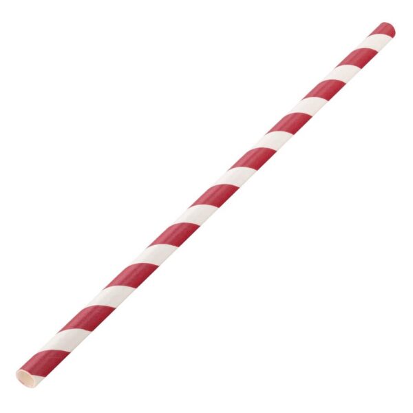 Pailles en Papiers Compostable Rouge-Blanc 250 Pailles