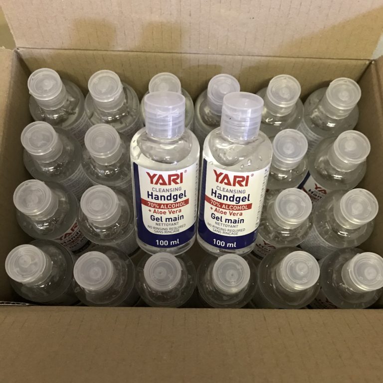 Gel Mains Hydroalcoolique Yari 70% Alcool +Aloe Vera 24 Flacons de 100 mls