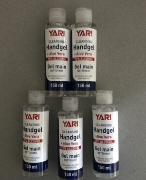 Gel Mains Hydroalcoolique Yari 70% Alcool +Aloe Vera 5 Flacons de 150 mls