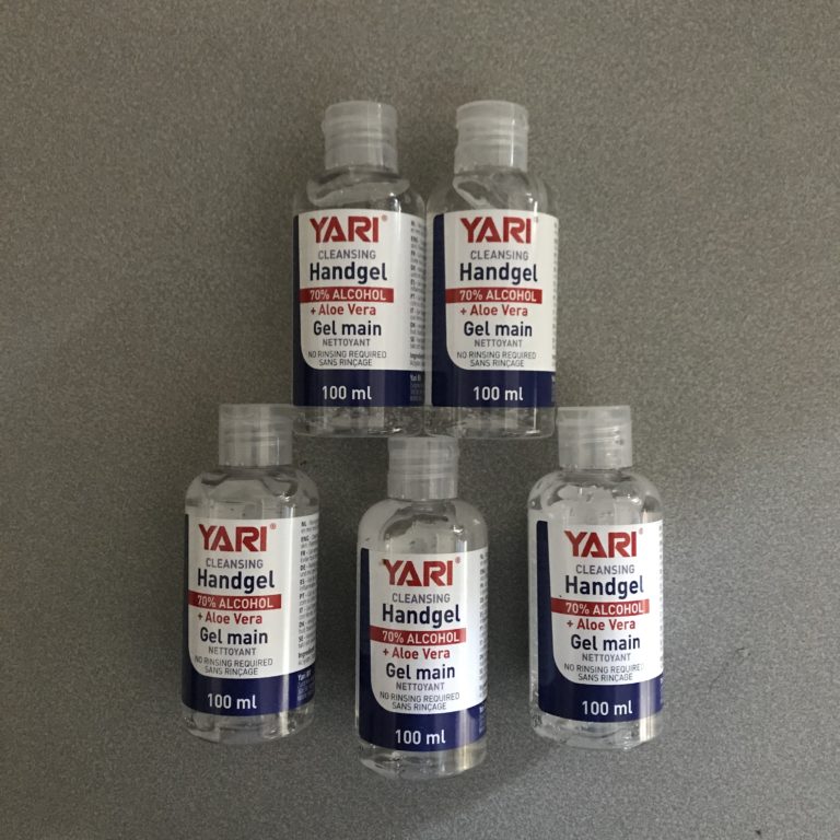 Gel Mains Hydroalcoolique Yari 70% Alcool +Aloe Vera 5 Flacons de 100 mls