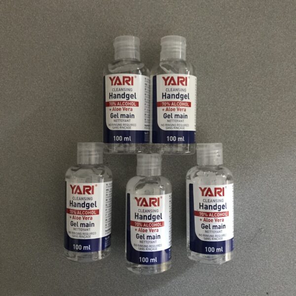 Gel Mains Hydroalcoolique Yari 70% Alcool +Aloe Vera 5 Flacons de 100 mls