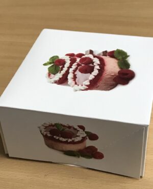 50 Boîtes Pâtissières Imprimé framboise Taille 16x16x8 cms
