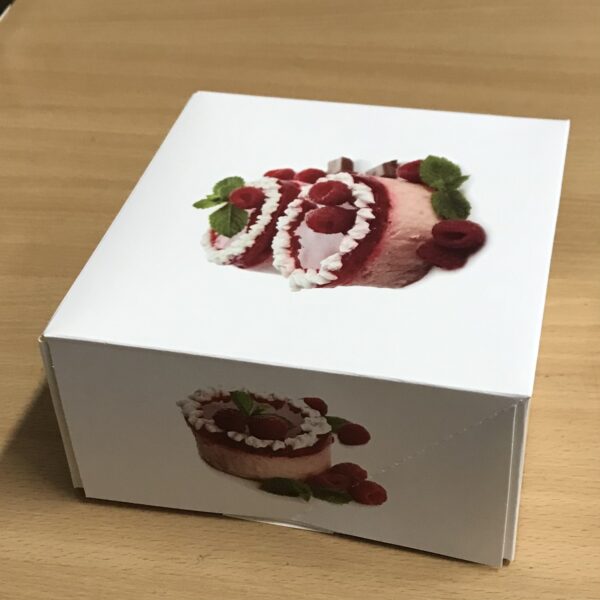 50 Boîtes Pâtissières Imprimé framboise Taille 16x16x8 cms