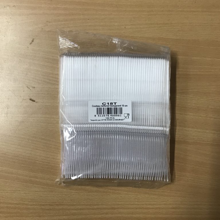 100 Couteaux Transparents Renforcées Réutilisables 18 cms