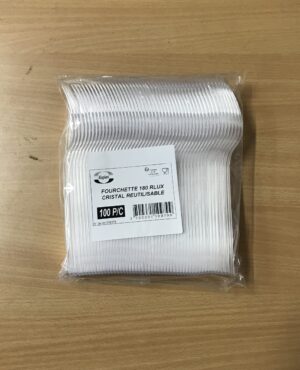 100 Fourchettes Transparents Renforcées Réutilisables 18 cms