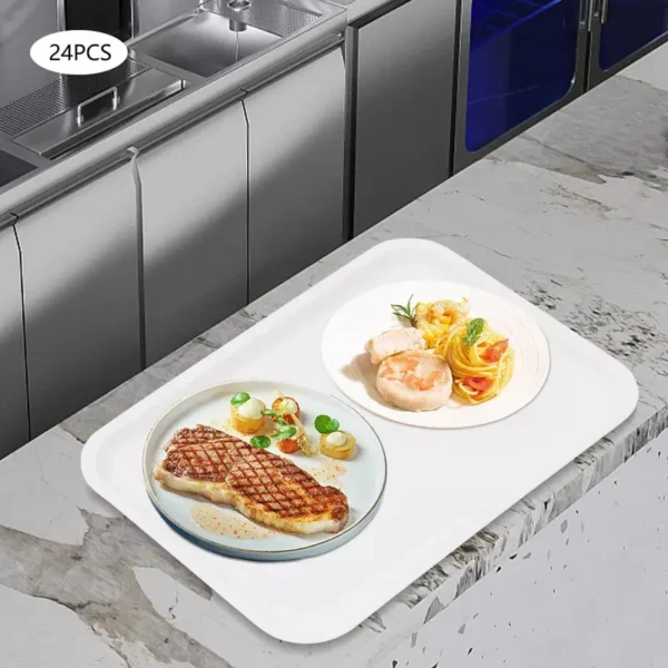 1 Plateau de Service Lisse Blanc 36.5×26.5 cms