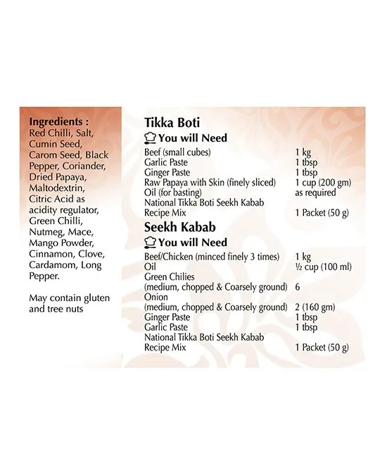 Tikka Boti-Seekh Kabab 100g de National