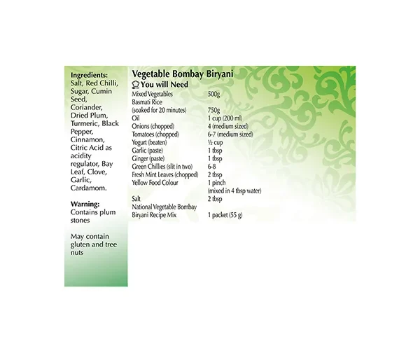 Vegetable Bombay Biryani 55g de National - Image 4